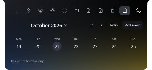 Actual NabyScape calendar panel with sample content